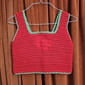 Handmade Red Heart Crochet Top